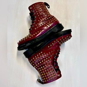 Rare Dr. Martens Studded Boots in Cherry. Men’s size 8/Women’s size 9
